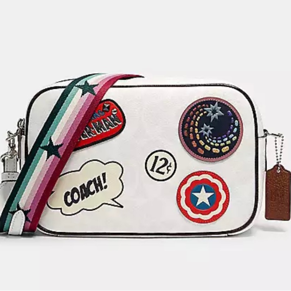 💥Marvel Jes Crossbody In Signature Canvas With Patches💥 by COACH 🐎 NEW YORK